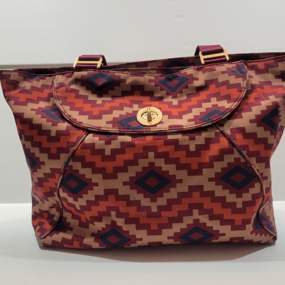 Baggallini Alberta Tote. Aztec Native Print. Gold Hardware. Shoulder Laptop Bag